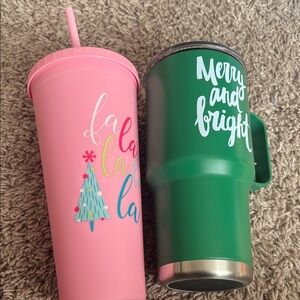 Pink and Green Holiday Tumblers